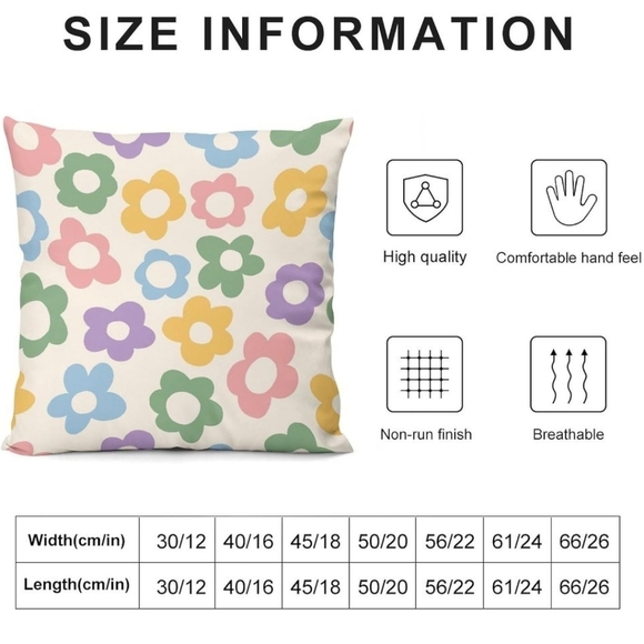 NEW! Set Of 2 Pastel Daisy Throw Pillow Covers 18x18 - Picture 4 of 4